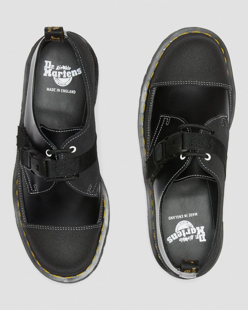 Women's Dr Martens 1461 Tech Made in England Buckle Oxfords Shoes Black | AU 375WNB